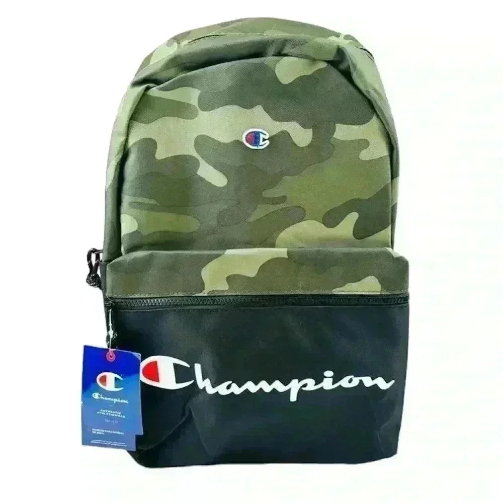 NWT Champion Manuscript Green Grid Camouflage Laptop‎ Large Unisex Backpack